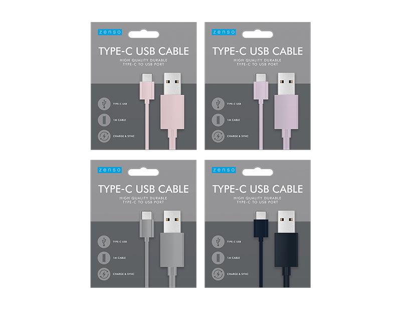 Type-C to USB Coloured Cable 1M